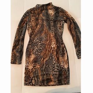 Fashion Nova Animal Instincts Mini Dress - Brown